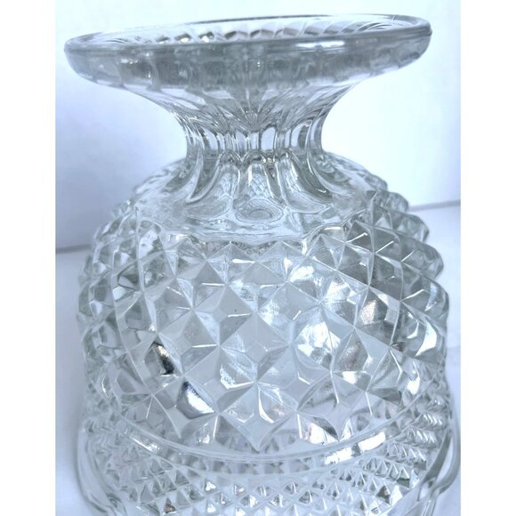 Vtg Anchor Hocking Wexford Clear Glass Diamond Pattern Pedestal Bowl Scalloped - Picture 7 of 7